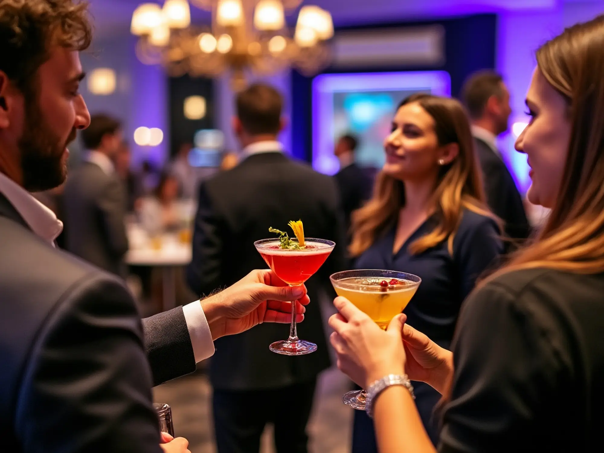 Image of people sharing fancy cocktails illustrating private bartender for corporate events